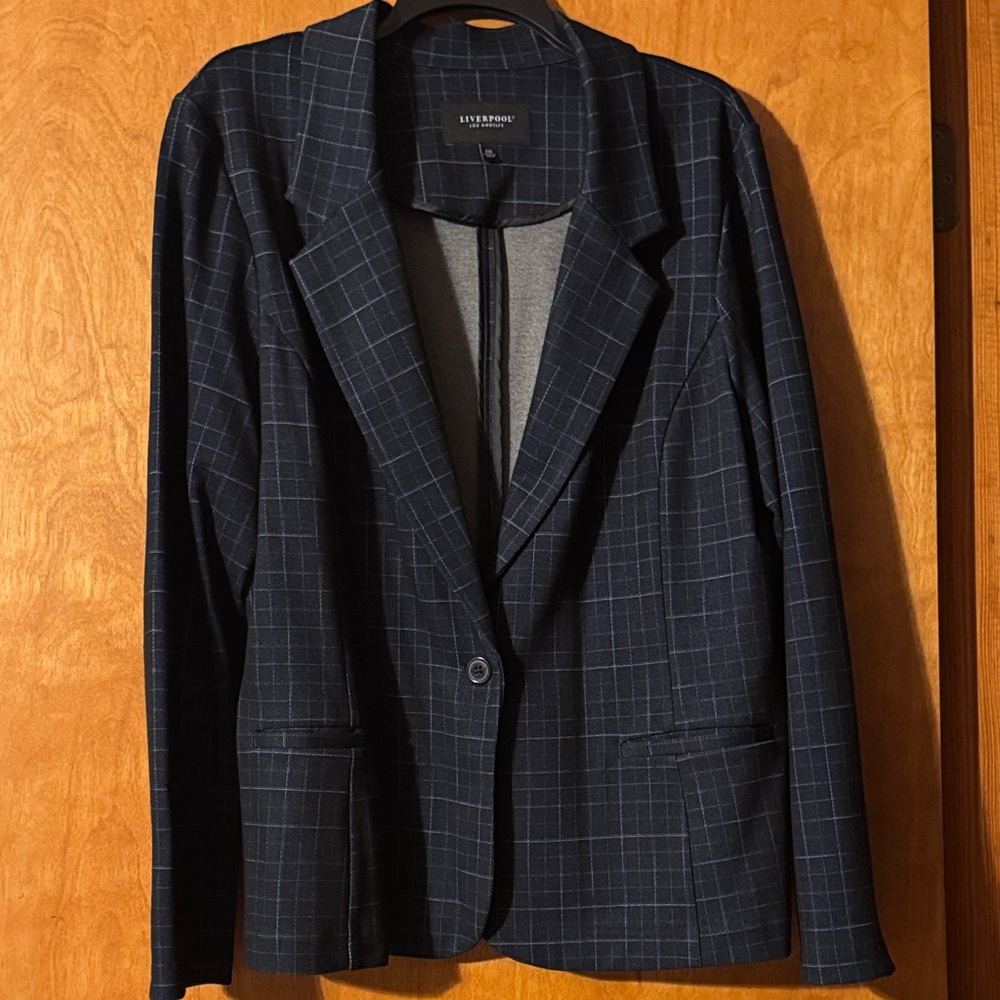 Liverpool Navy Checkered Blazer